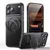 Чохол Escase з шкіряною текстурою та магнітним тримачем на iPhone 18 Pro Max — чорний