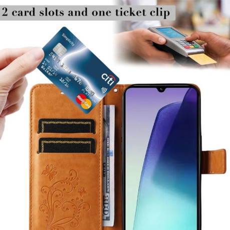Чохол-книжка Embossed Butterfly для Xiaomi Redmi 14C 4G/Poco C75/Redmi A4 5G - жовтий