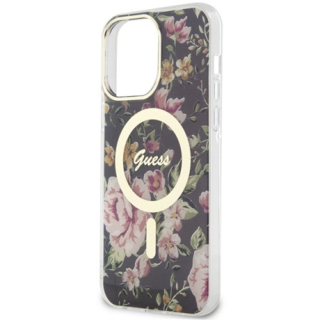 Оригінальний чохол Guess Flower MagSafe для iPhone 14 Pro Max - black