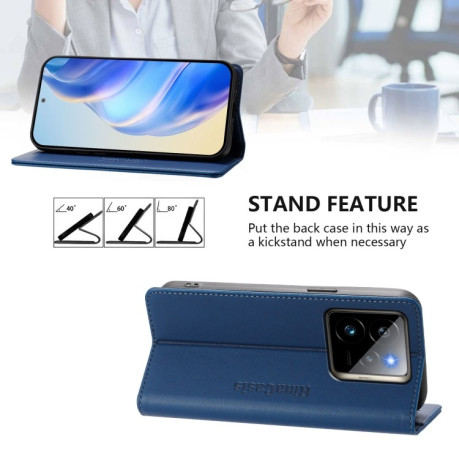 Чехол-книжка в стиле Retro мягкое покрытие Skin Feel деловой дизайн на Realme GT 7 Pro 5G - синий