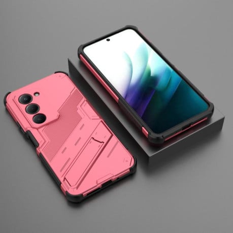 Противоударный чехол Punk Armor с подставкой на Xiaomi Redmi 15 5G / 4G EU 171mm - светло-красный
