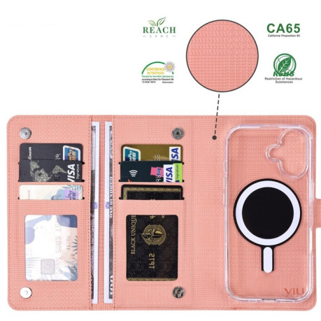 Чохол-книжка ViLi GHA-C Series RFID MagSafe Magnetic Flip Leather для iPhone 16 Pro Max - рожевий