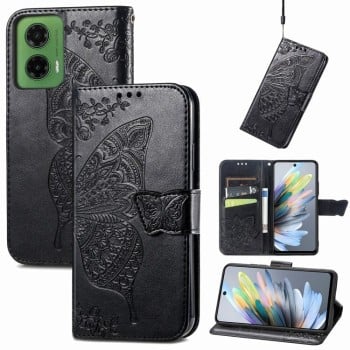 Чохол-книжка Butterfly Love Flower Embossed для Motorola Moto G35 - чорний