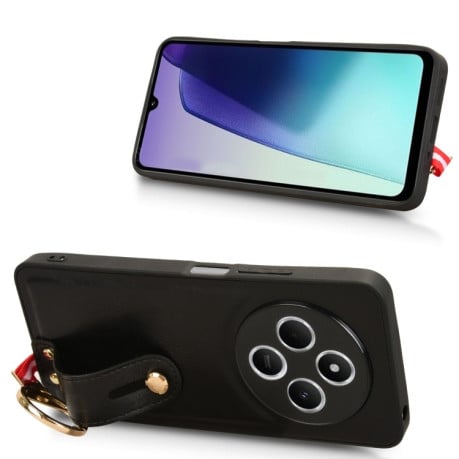 Противоударный чехол Wristband Leather Back для Xiaomi Redmi 14C 4G/Poco C75/Redmi A4 5G - черный