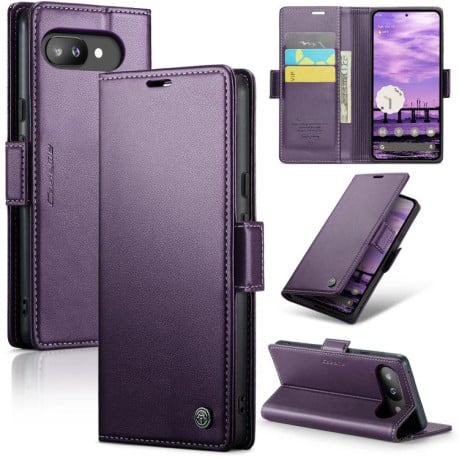 Чехол-книжка CaseMe 023 Butterfly Buckle Litchi Texture RFID Anti-theft Leather для Google Pixel 9a - фиолетовый