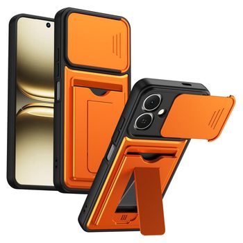 Чехол Escase с отделением на карт и слайдером камеры на Infinix Smart 20 4G — оранжевый