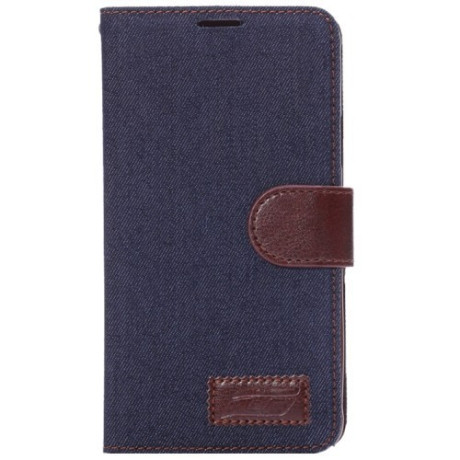 Кожаный Чехол книжка Denim Jeans Blue для Samsung Galaxy Note 4