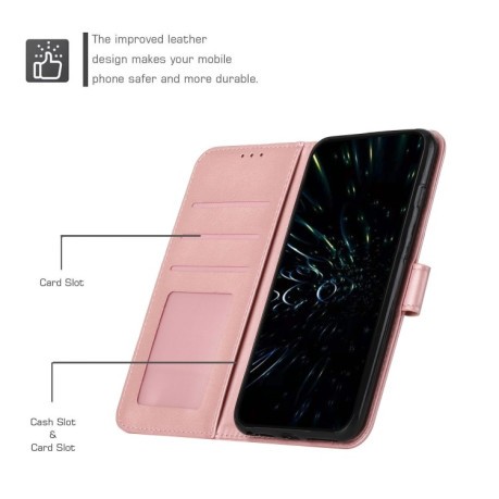 Чехол-книжка Stitching Calf Texture для Samsung Galaxy A55 - розовое золото