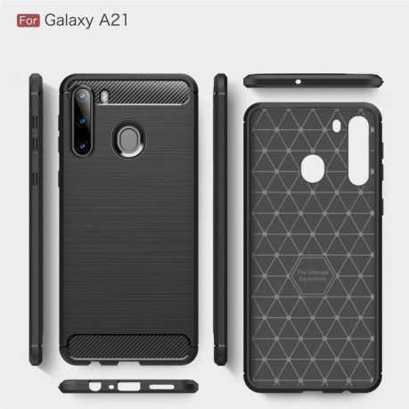 Чохол Brushed Texture Carbon Fiber на Samsung Galaxy A21 - Чорний