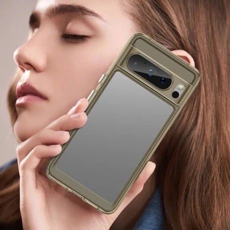 Протиударний чохол Colorful Acrylic Series із кольоровою силіконовою боковиною на Google Pixel 8 Pro - прозоро-сірий