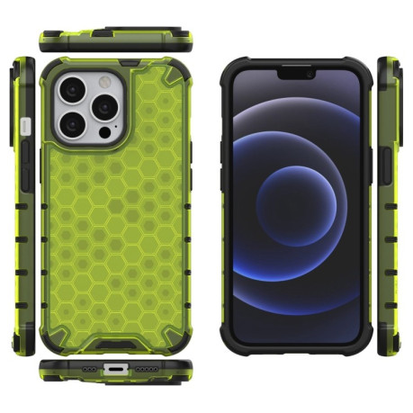 Протиударний чохол Honeycomb with Neck Lanyard для iPhone 13 Pro - зелений