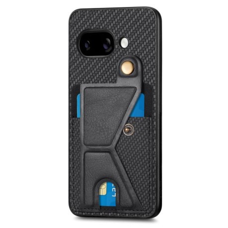 Протиударний чохол Carbon Fiber Card Wallet Ring Holder для Google Pixel 9a - чорний