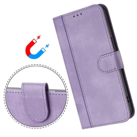 Чохол-книжка Line Splicing еко-шкіра Ретро для Poco 8 Pro/Redmi Note 15 Pro+ 5G Global 163.3mm — фіолетовий