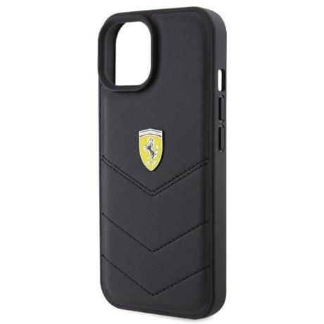 Оригинальный чехол Ferrari Quilted Metal Logo для iPhone 15 - black