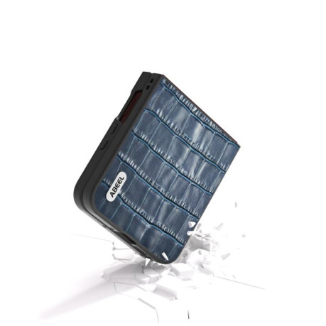 Противоударний чехол ABEEL Crocodile Texture Genuine Leather для Motorola Razr 60 Ultra - синій