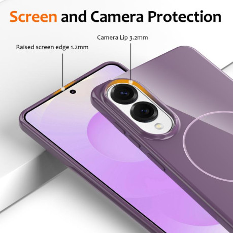 Протиударний чохол Glossy TPU Shockproof MagSafe для Samsung Galaxy S25 Edge 5G - фіолетовий