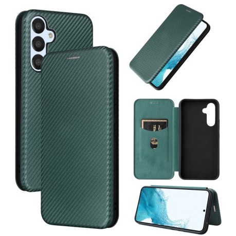 Чехол-книжка Carbon Fiber Texture на Samsung Galaxy A54 5G - зеленый