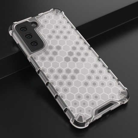 Противоударный чехол Honeycomb на Samsung Galaxy S21 FE - белый