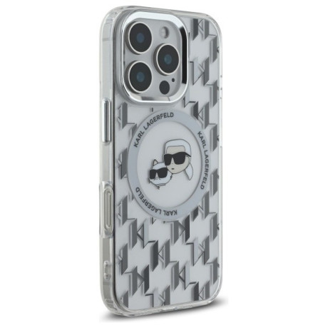 Оригинальный чехол Karl Lagerfeld IML Monogram Karl &amp; Choupette Head MagSafe для iPhone 16 Pro Max - Clear