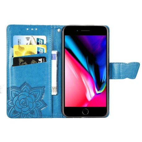 Чохол-книжка Butterfly Love Flower Embossed для iPhone 16e - синій