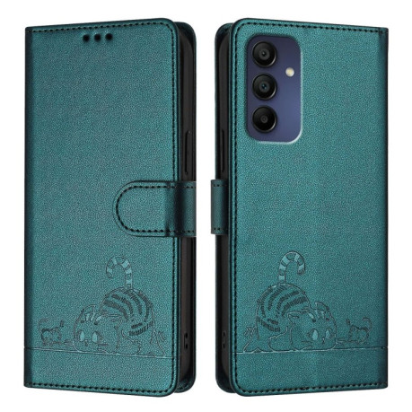 Чохол-книжка Cat Embossing Pattern для Samsung Galaxy A16 5G - Peacock Green