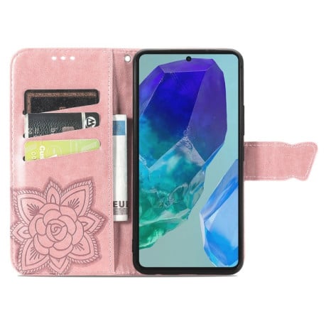 Чехол-книжка Butterfly Love Flower Embossed для Samsung Galaxy A16 - розовое золото