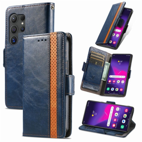 Чехол-книжка CaseNeo Splicing Dual Magnetic Buckle Leather для Samsung Galaxy S24 Ultra 5G - синий