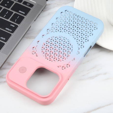 Чохол протиударний Gradient Color Honeycomb Aromatherapy MagSafe для iPhone 16 Pro - рожево-синій