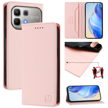 Чехол-книжка RC01 Dual-Folded Magnetic Suction RFID Leather на Infinix Note 60 / 60 Pro — розовый