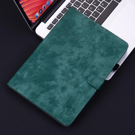 Чехол-книжка Embossed Tiger Pattern Leather для Xiaomi Redmi Pad 2 / Xiaomi Redmi Pad SE 11 2025 - зеленый