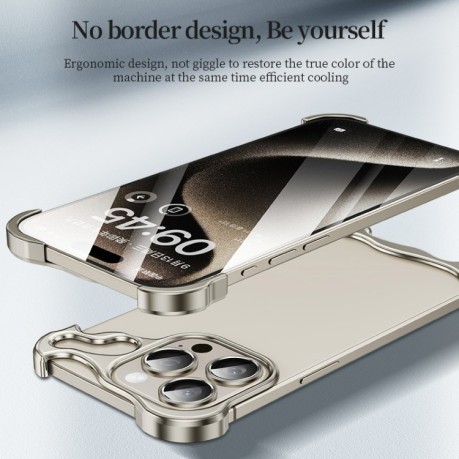 Противоударный чехол Frameless Metal Corner для iPhone 15 Pro - фиолетовый
