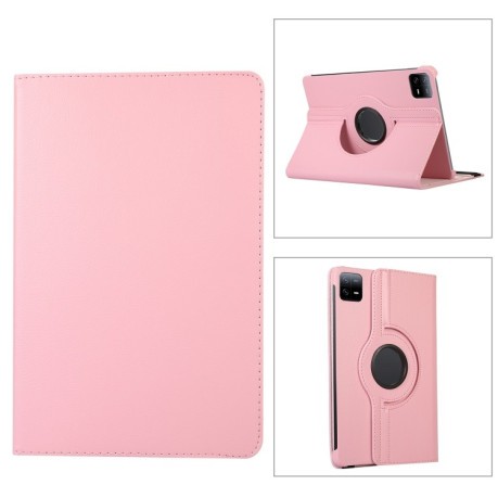 Чехол-книжка 360 Degree Rotation Litchi для Xiaomi Pad 7 Pro / Pad 7 - розовый