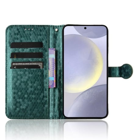 Чохол-книжка з фактурою Honeycomb Dot та магнітним хлястиком на Samsung Galaxy S25 FE 5G - зелений