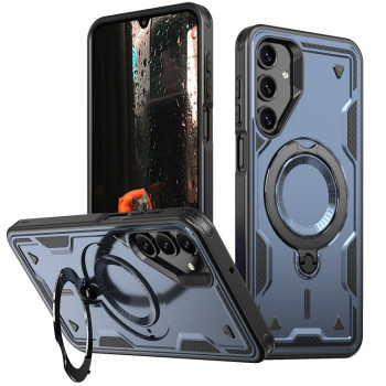 Противоударный чехол MagSafe Holder Armor PC Hybrid для Samsung Galaxy A16 5G - синий