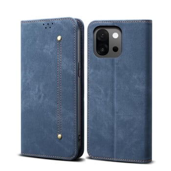 Чехол-книжка с джинсовой тканью casual на OnePlus 13T - синий