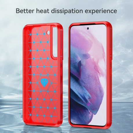 Противоударный чехол Brushed Texture Carbon Fiber на Samsung Galaxy S23 5G - красный