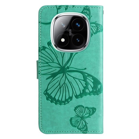 Чехол-книжка Embossed Butterfly для Xiaomi Redmi Note 14 Pro / 14 Pro+ 5G - зеленый