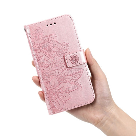 Чохол-книжка 7-petal Flowers Embossing для Xiaomi Redmi 10 - рожеве золото