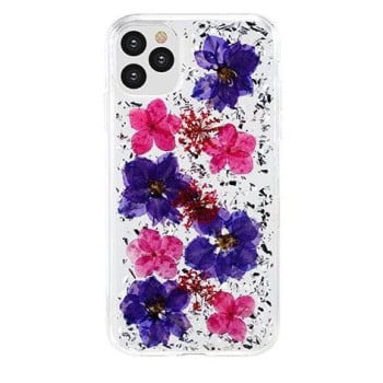 Чехол X-Fitted  FLORA из натуральных цветков для iPhone 12 mini - purple flower