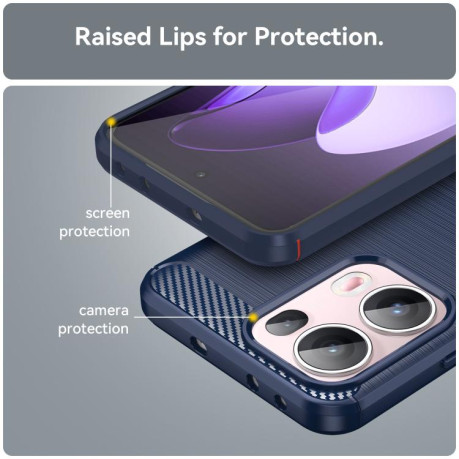 Протиударний чохол Brushed Texture Carbon Fiber на OPPO Reno13 Pro Global - синій