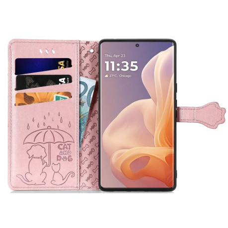 Чехол-книжка Cat and Dog для Motorola Moto G85 - розовое золото