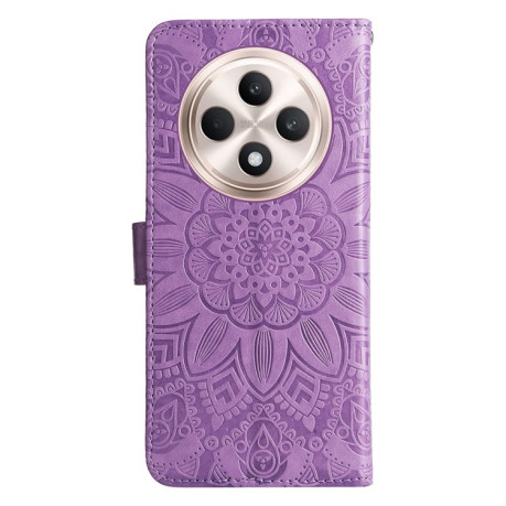 Чехол-книжка Embossed Sunflower для OPPO Reno12 F/12 FS- фиолетовый