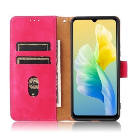 Чохол-книжка Buckle Calf Texture для Vivo S10e/V23e - пурпурно-червоний