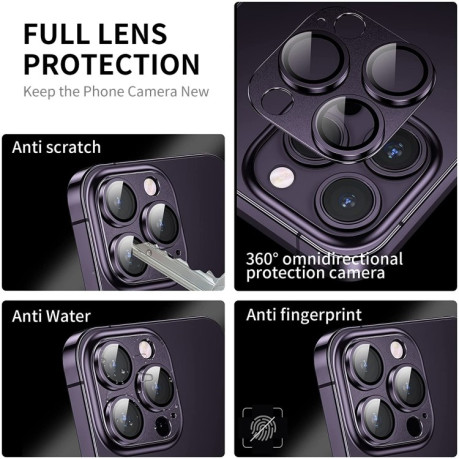 Защитное стекло на камеру ENKAY 9H Aluminium для iPhone 15 Pro / 15 Pro Max - черное