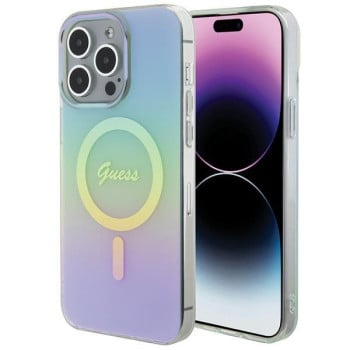 Оригінальний чохол Guess IML Iridescent MagSafe для iPhone 15 Pro - turquoise