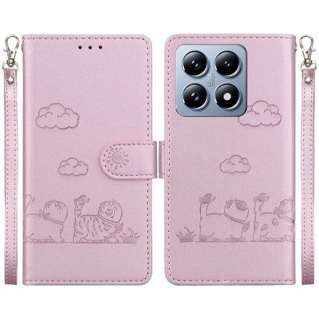 Чохол-книжка Cute Cats RFID Leather для Xiaomi 14T Pro - рожеве золото