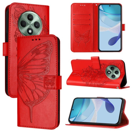 Чохол-книжка Embossed Butterfly для OPPO Reno12 F/12 FS 5G Global - червоний
