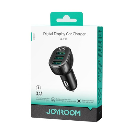 Автомобильная зарядка JOYROOM JR-CCD03 3.4A 3 x USB Ports Digital Display Car Charger - черная