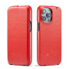 Кожаный флип-чехол Fierre Shann Retro Oil Wax Texture на iPhone 14 Pro - красный