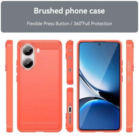 Протиударний чохол Brushed Texture Carbon Fiber на Xiaomi Poco X7 Pro - червоний